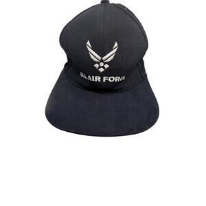 U.S. Air Force CAP made in USA Black with white embroidery stretch band